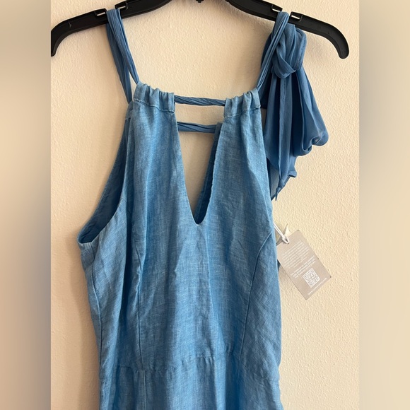 NWT $538 120% Lino Italy design Blue Harbor Sleeveless Maxi Dress Size 40 Bow - Picture 6 of 14